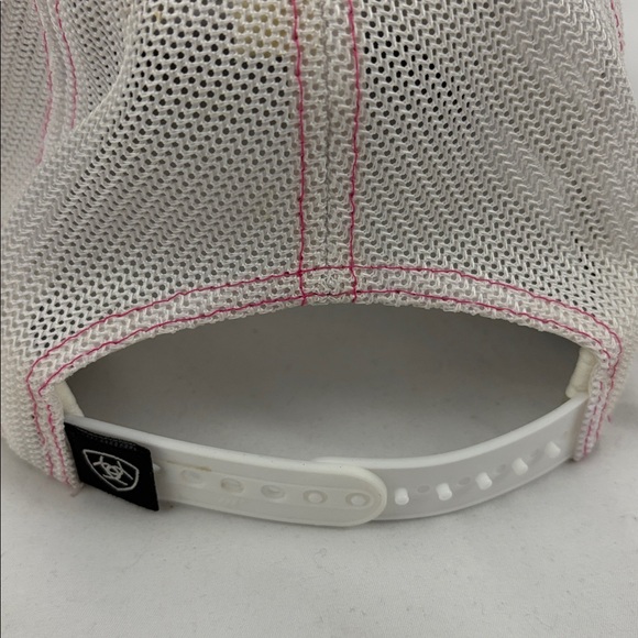 ARIAT Womens Gray Pink White Shield Logo Mesh Back Adjustable Cap 110 Flexfit - Picture 4 of 8